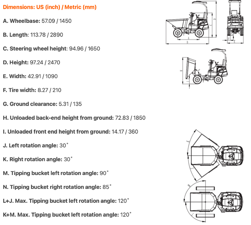 Dumper KS3000 Kubota engine