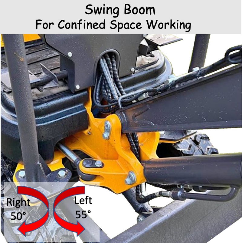 Mini Digger Rhinoceros XN12-6 Kubota Swing Boom & Extension Tracks