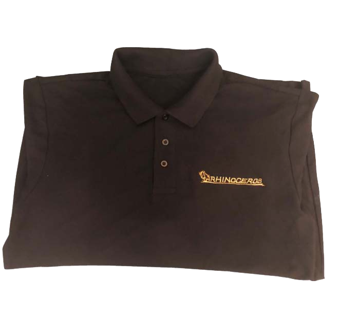Rhinoceros Cotton Polo Shirt, made from high grade black cotton with the Rhinoceros logo finely embroidered.